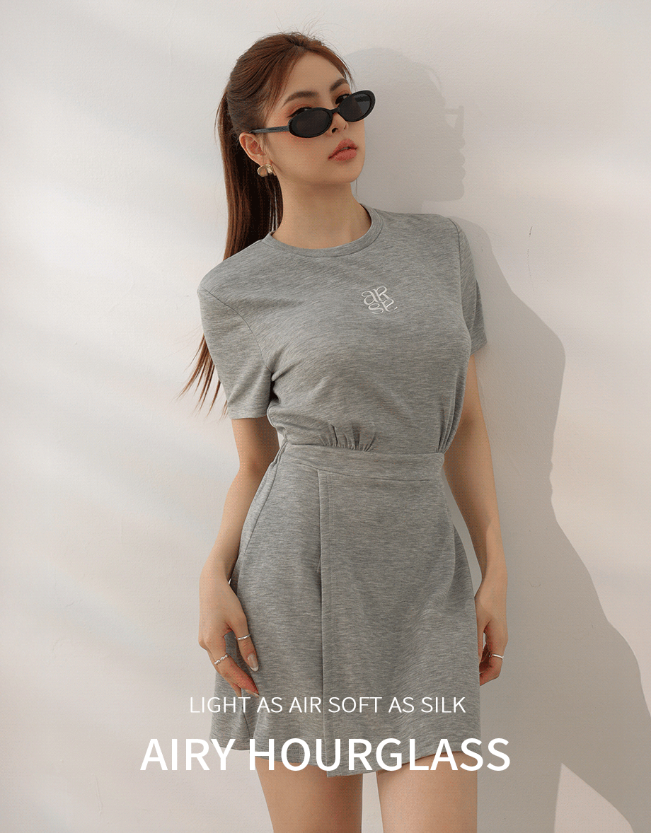 AIRY HOURGLASS Casual Sculpted Waist Mini Dress with AIR SPACE Logo Embroidered